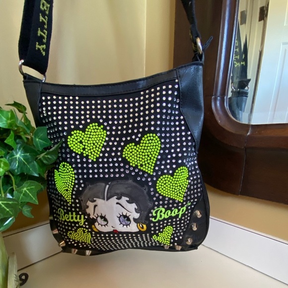 Betty Boop Handbags - Betty Boop Black and Green Shoulder Bag